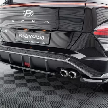 SOTTODIFFUSORE POSTERIORE CON BARRE VERTICALI PER HYUNDAI KONA MK2 N-LINE NERO LUCIDO MAXTON DESIGN
