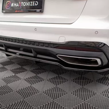 SOTTODIFFUSORE POSTERIORE V1 CON BARRE VERTICALI PER AUDI A4 B9 AVANT FACELIFT CON S-LINE NERO LUCIDO MAXTON DESIGN