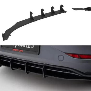 SOTTODIFFUSORE + FLAPS STREET PRO MAXTON DESIGN PER VW POLO AW GTI RESTYLING (ROSSO E NERO)