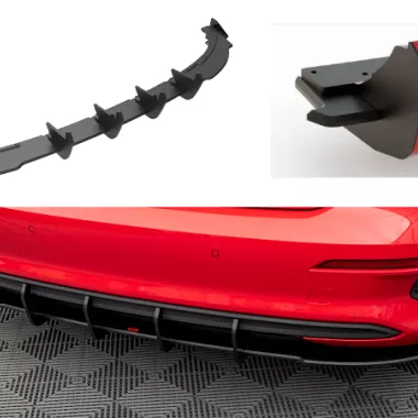 SOTTODIFFUSORE STREET PRO + FLAPS MAXTON DESIGN PER AUDI A3 8Y SPORTBACK (NO S-LINE) (ROSSO E NERO)