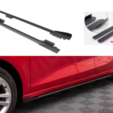 COPPIA SOTTOMINIGONNE STREET PRO + FLAPS MAXTON DESIGN PER AUDI A3 8Y SPORTBACK (NO S-LINE) (BORDO ROSSO)