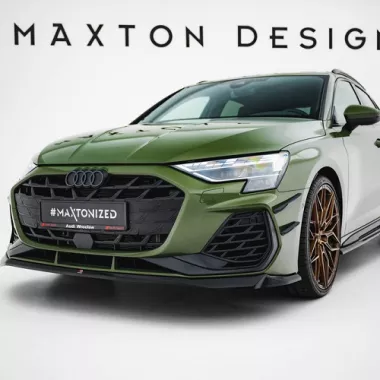 LAMA SOTTOPARAURTI ANTERIORE V.2 MAXTON DESIGN PER AUDI S3 8Y FACELIFT SPORTBACK NERO LUCIDO
