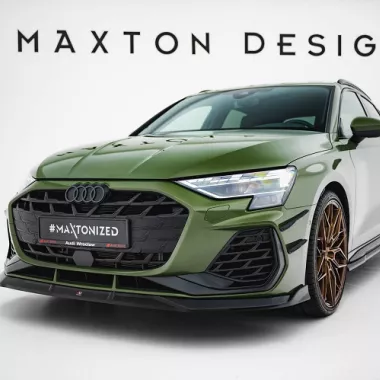 LAMA SOTTOPARAURTI ANTERIORE V.3 MAXTON DESIGN PER AUDI S3 8Y FACELIFT SPORTBACK NERO LUCIDO
