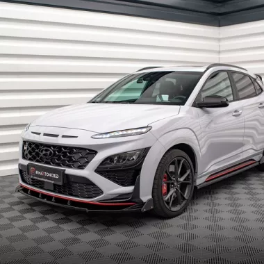 LAMA SOTTOPARAURTI ANTERIORE V.2 + FLAPS MAXTON DESIGN PER HYUNDAI KONA N MK1 PRE-RESTYLING NERA LUCIDA