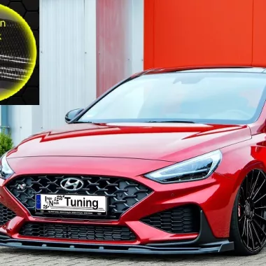 LAMA SOTTOPARAURTI ANTERIORE CON ALETTE PER HYUNDAI I30N / N-LINE MK3 HATCHBACK / FASTBACK FACELIFT CARBON LOOK INGO NOAK TUNING