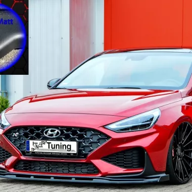 LAMA SOTTOPARAURTI ANTERIORE CON ALETTE PER HYUNDAI I30N / N-LINE MK3 HATCHBACK / FASTBACK FACELIFT NERO OPACO INGO NOAK TUNING