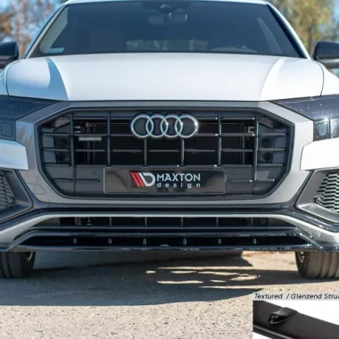 LAMA SOTTOPARAURTI ANTERIORE MAXTON DESIGN PER AUDI Q8 MK1 (4M) CON S-LINE NERO OPACO
