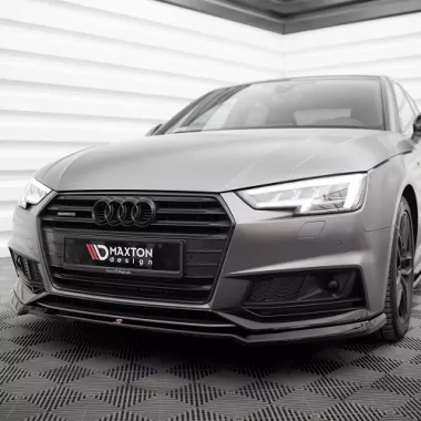 LAMA SOTTOPARAURTI ANTERIORE V.4 MAXTON DESIGN PER AUDI A4 B9 AVANT S-LINE PRE RESTYLING NERA LUCIDA