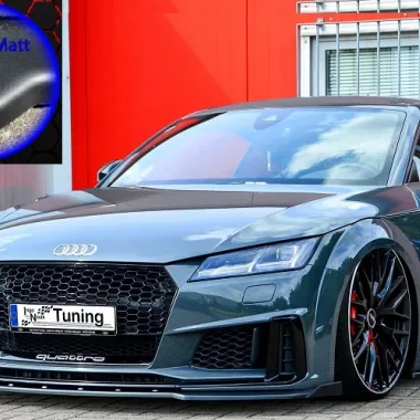 LAMA SOTTOPARAURTI ANTERIORE CON ALETTE PER AUDI TT 8S CON S-LINE / TTS FACELIFT NERO OPACO INGO NOAK TUNING