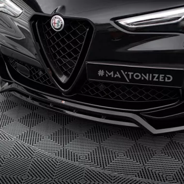 LAMA SOTTOPARAURTI ANTERIORE MAXTON DESIGN PER ALFA ROMEO STELVIO QUADRIFOGLIO NERA LUCIDA