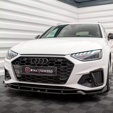LAMA SOTTOPARAURTI ANTERIORE V.1 MAXTON DESIGN PER AUDI A4 B9 AVANT FACELIFT CON S-LINE NERO LUCIDO