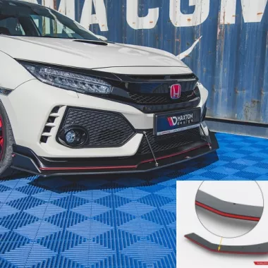 LAMA SOTTOPARAURTI ANTERIORE RACING DURABILITY MAXTON DESIGN PER HONDA CIVIC X MK10 TYPE R (BORDO ROSSO)