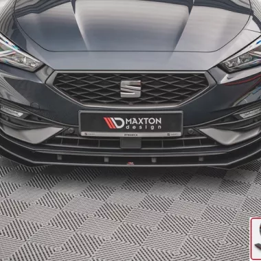 LAMA SOTTOPARAURTI ANTERIORE STREET PRO + FLAPS MAXTON DESIGN PER SEAT LEON FR MK4 (BORDO ROSSO)