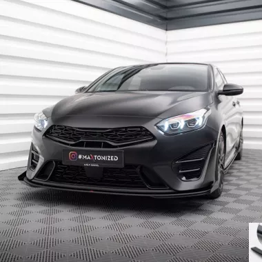 LAMA SOTTOPARAURTI ANTERIORE + FLAPS STREET PRO MAXTON DESIGN PER KIA PROCEED MK3 GT/GT LINE FACELIFT (NERO)