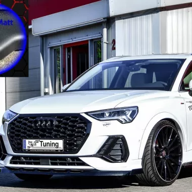 LAMA SOTTOPARAURTI ANTERIORE CON ALETTE AUDI Q3 F3 SPORTBACK CON S-LINE NERO OPACO INGO NOAK TUNING