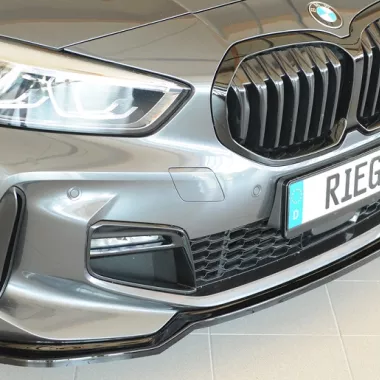 LAMA SOTTOPARAURTI ANTERIORE PER BMW SERIE 1 F40 M-PACK PORTE NERO LUCIDO RIEGER TUNING