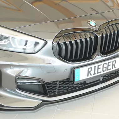 LAMA SOTTOPARAURTI ANTERIORE PER BMW SERIE 1 F40 M-PACK PORTE NERO OPACO RIEGER TUNING