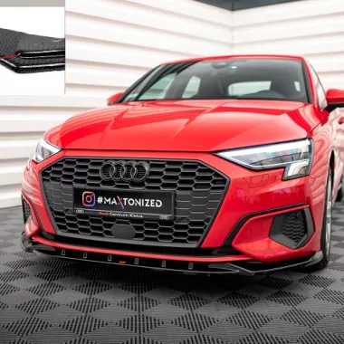LAMA SOTTOPARAURTI ANTERIORE V.1 MAXTON DESIGN PER AUDI A3 8Y SPORTBACK (NO S-LINE) CARBON LOOK