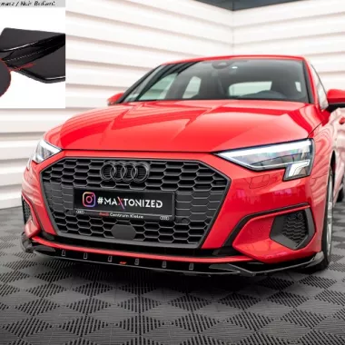 LAMA SOTTOPARAURTI ANTERIORE V.1 MAXTON DESIGN PER AUDI A3 8Y SPORTBACK (NO S-LINE) NERO LUCIDO