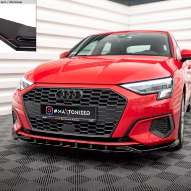 LAMA SOTTOPARAURTI ANTERIORE V.1 MAXTON DESIGN PER AUDI A3 8Y SPORTBACK (NO S-LINE) NERO OPACO