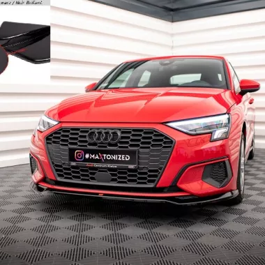 LAMA SOTTOPARAURTI ANTERIORE V.2 MAXTON DESIGN PER AUDI A3 8Y SPORTBACK (NO S-LINE) NERO LUCIDO