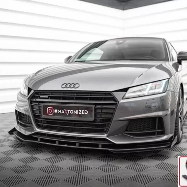 LAMA SOTTOPARAURTI ANTERIORE + FLAPS STREET PRO MAXTON DESIGN PER AUDI TT 8S CON S-LINE PRE-RESTYLING (BORDO ROSSO)