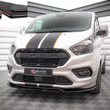 LAMA SOTTOPARAURTI ANTERIORE MAXTON DESIGN PER FORD TRANSIT CUSTOM ST-LINE MK1 FACELIFT CARBON LOOK
