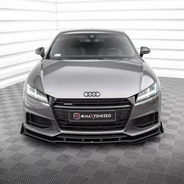 LAMA SOTTOPARAURTI ANTERIORE + FLAPS STREET PRO MAXTON DESIGN PER AUDI TTS 8S PRE-RESTYLING (BORDO ROSSO)