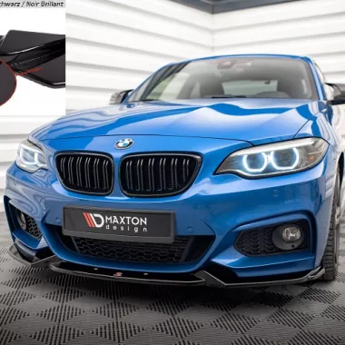LAMA SOTTOPARAURTI ANTERIORE V.2 MAXTON DESIGN PER BMW SERIE 2 F22 M-PACK NERO LUCIDO